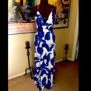 Express floral tiered twist back maxi dress